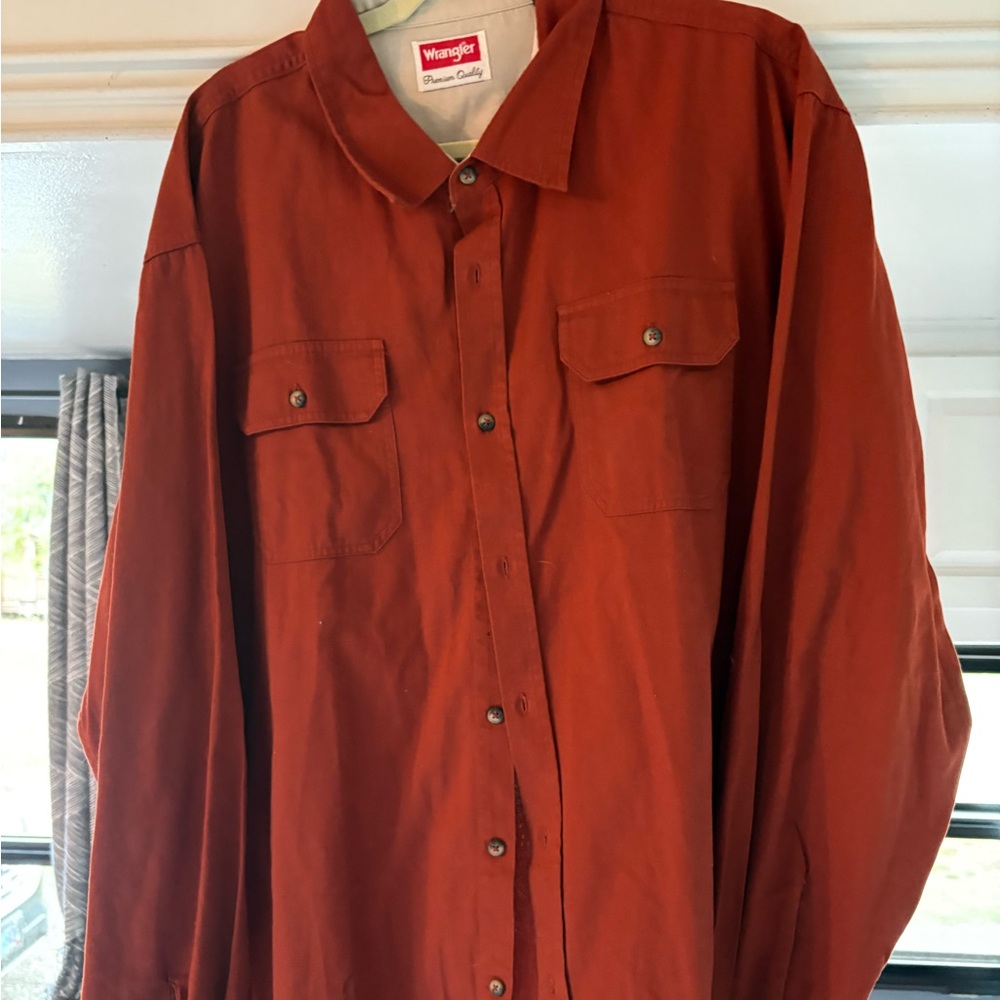 Wrangler Men's Rust Button-Down Shirt